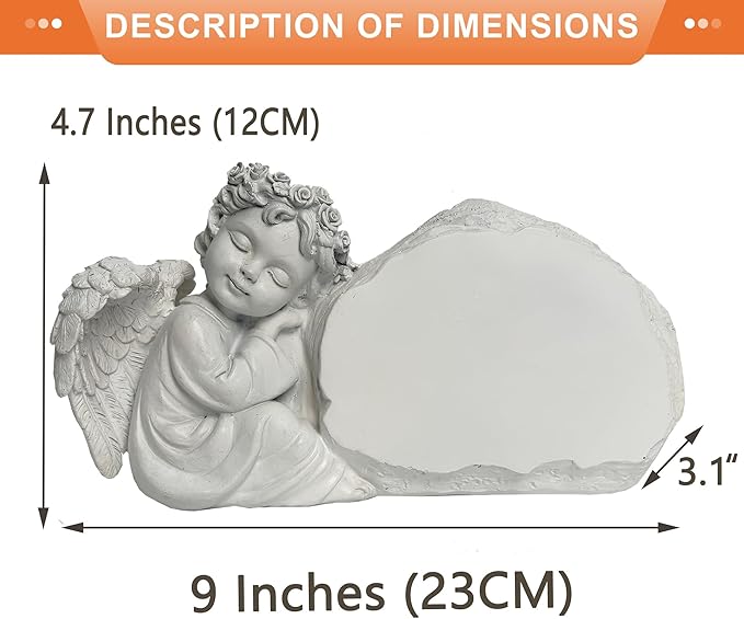 Personalized Garden Angel Statue Sympathy Gift Human Memorial Gifts, in Memory of Loved One, Bereavement Gifts, Custom Grave Markers Cemetery Stones Remembrance Stones Memorial Plaques