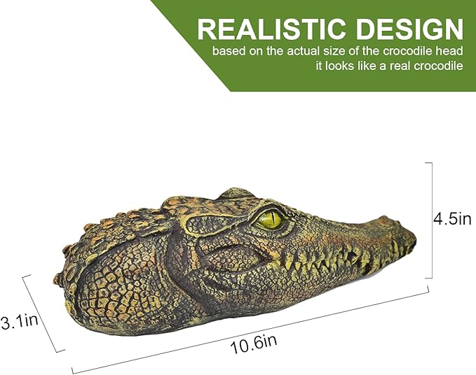 Alligator Head Outdoor Scary Decor - Crocodile Float for Pool Gator to Scare Away Geese Duck Bird - Floating Pond Decor for Outdoor Garden Yard Lake