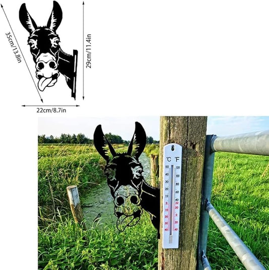 Farm Peeping Donkey Metal Art Garden Sculpture, Peeping Animals Metal Art for Garden Fence Decoration Outdoor Decoration for Farmhouse, Yard, Lawn (3)