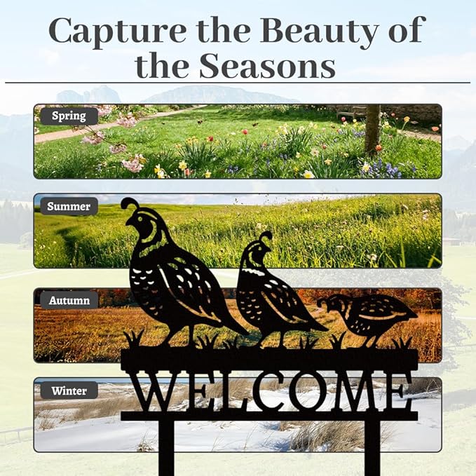 WADORN Black Quail Metal Decorative Garden Stakes, Bird Lover Gifts for Women Mom Grandma Beloved Unique Welcome Metal Birds Yard Art Sculptures Decor for Home Garden Backyard Outdoor Lawn Ornaments