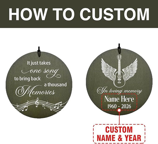 Personalized Guitar Memorial Wind Chime, in Loving Memory of Guitarist Memorial Gifts, Bereavement Gift, Sympathy Gift, Guitarist Loss Gift, Brother Loss Gifts, Produced in USA