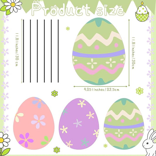 MorningRo 3 Pcs Large Easter Egg Yard Signs Metal Egg Garden Stakes Easter Lawn Decorations Outdoor Colorful Decorative Yard Decoration with Stake for Holiday Decor