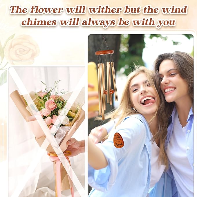 Friendship Gifts for Women, Best Friend Birthday Gifts for Women, Friends, Bestie, Soul Sister, Female, Friend Gifts Wind Chimes for Birthday, Christmas, BFF Long Distance Friendship Gift Ideas