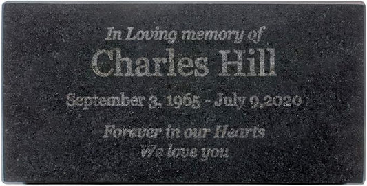 In Loving Memory Black Granite Memorial or Sympathy Gift. Add your Personalized Text and Dates. Offered in a Variety of Sizes to Meet your Needs and Budget (8 x 4 x 1")