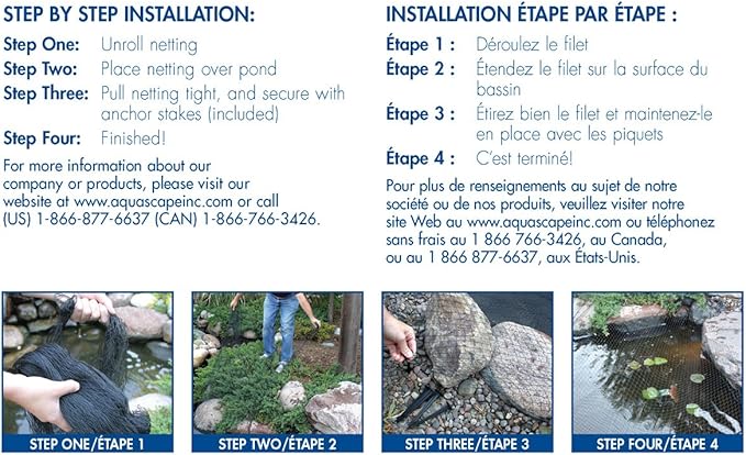 Aquascape Protective Pond Netting with Stakes, 14 Feet x 20 Feet, Reusable, Durable, Black | 98001