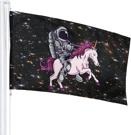 Astronaut Unicorn Flag 3x5 Ft Outdoor Indoor With Grommet Garden Yard Banner Decorative Sign