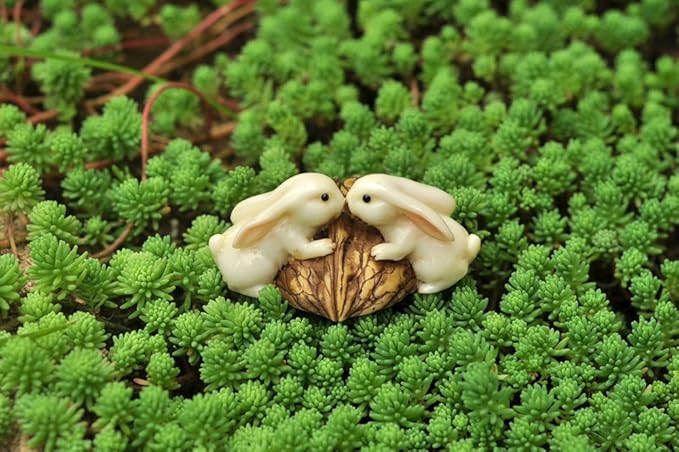 Top Collection Enchanted Story Garden Rabbits Kissing on Walnut Outdoor Decor