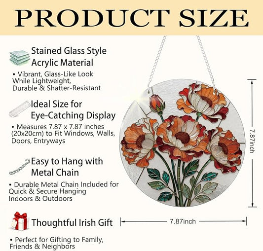Beautiful Floral Window Decor, Acrylic Window Hanging Suncatcher, Home Garden Decorations, Christmas Mother's Day Valentine's Day Ornaments, Housewarming Gifts, Festival Gifts for Mom Her