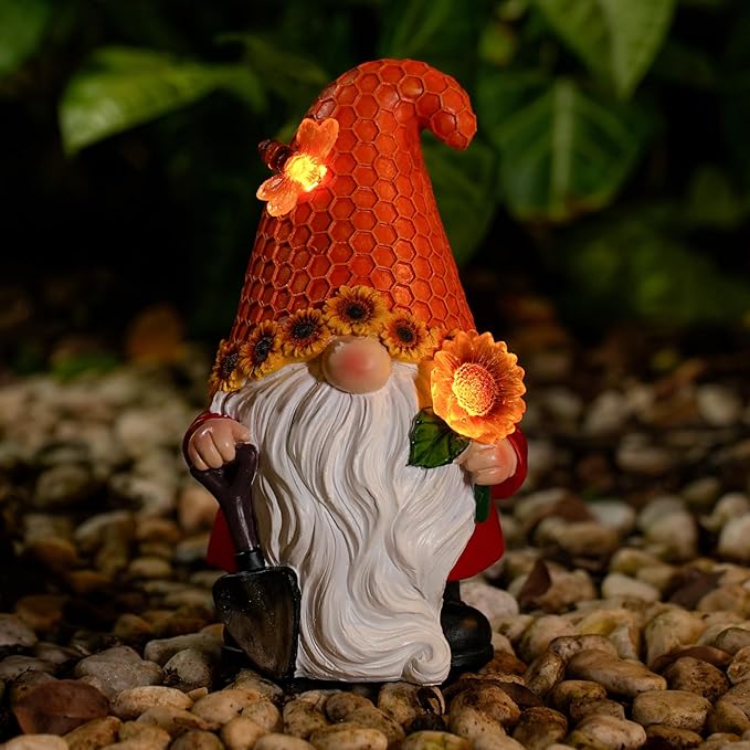 Solar Sunflower Gnome Statue Light, Ideal for Yard, Patio, Lawn and Garden Decor, for Women and Mom