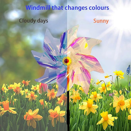5 Pack Pinwheels for Yard and Garden,Reflective Pinwheels Bird Deterrents Pinwheels for Outside Pinwheel Devices Outdoor Pinwheels for Kids (Transparent Pinwheel 5)