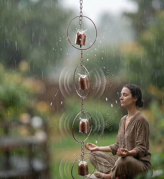Rain Chains for Outside, Iron Hanging Decorative Rain Chains with 8 Bells, 47.2in Rain Bells for Decorating Garden and Drainage to Protect Building from Rainwater Erosion