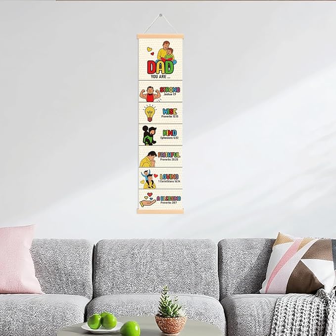 Happy Father's Day Banner, Church Banner, Christian Rustic Hanging Door Flag, Farmhouse Decorations Outdoor Indoor, Church Activity Decor, Bible Lesson, Scripture and Words Decorations