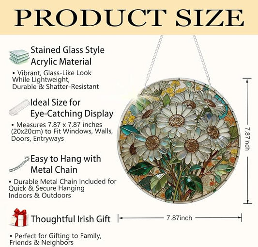Window Hanging Flower Suncatcher Ornament, Home Garden Decor, Indoor Window Wall Art, Flower Decor Gifts for Women Mom Teacher, Wedding Birthday Christmas Celebration Gifts