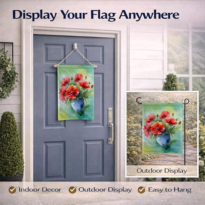 Caroline's Treasures Ohio Scarlet Carnations in Watercolor Garden Flag Mailbox Flag Decorative Yard Flag Banner Outside Patio Artwork Yard Flower Beds, Garden Size, Multicolor