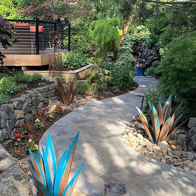 Tequila Rustic Sculpture, Blue Iron Agave Plant, DIY Metal Plant Garden Yard Statue