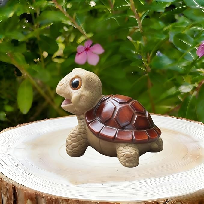 Whimsical Turtle Garden Statue – Outdoor Decor for Yard, Patio, Backyard & Balcony, Fairy Garden Accessories & Ornament, Ideal Birthday for Women, Mom, Men(red)