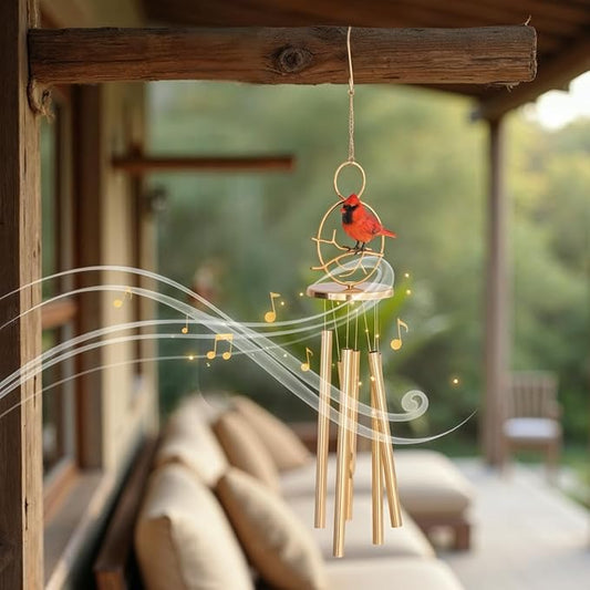 Cardinal Wind Chimes for Outside – Wind Chimes for Loss of Loved One - Sympathy Gift for Loss of Mom, Dad, Husband, Child, Grandparent, Other Loved Ones