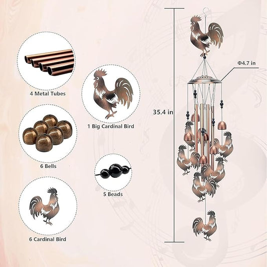 Chicken Wind Chimes for Outside,Metal Windchimes,Chicken Easter Gifts for Women/Men,Wind Chime Garden Decor Outdoor,Memorial/Housewarming/Birthday/Festival Gifts,Front Yard Decor