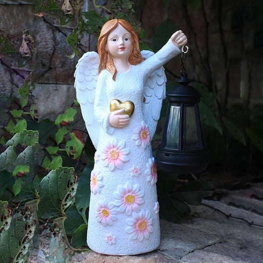 Solar Garden Statues Decor,Gardedn Angel Figurines Lights Featuring Waterproof Outdoor Decor Lights for Yard Patio Porch Decoration Gift for Mom Grandma (Classic)