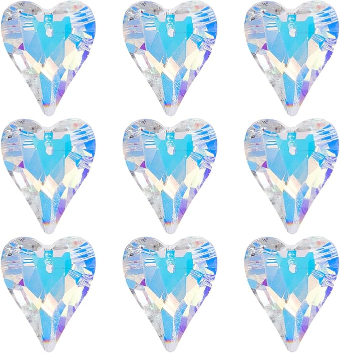 1 Box 12Pcs Glass Prism Heart Crystal Suncatcher Hanging AB Color 1 x 0.85 Inch Faceted Rainbow Maker Sun Catcher Small Pendants Charms for Garden Home Window Wedding Christmas DIY Decoration