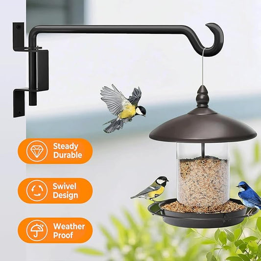 2 Pack 11.5 inch Swivel Plant Hanger Hook Indoor Outdoor, Rotatable Plant Wall Hooks, Hanging Brackets for Hanging Flower Basket, Bird Feeder, Wind Chimes