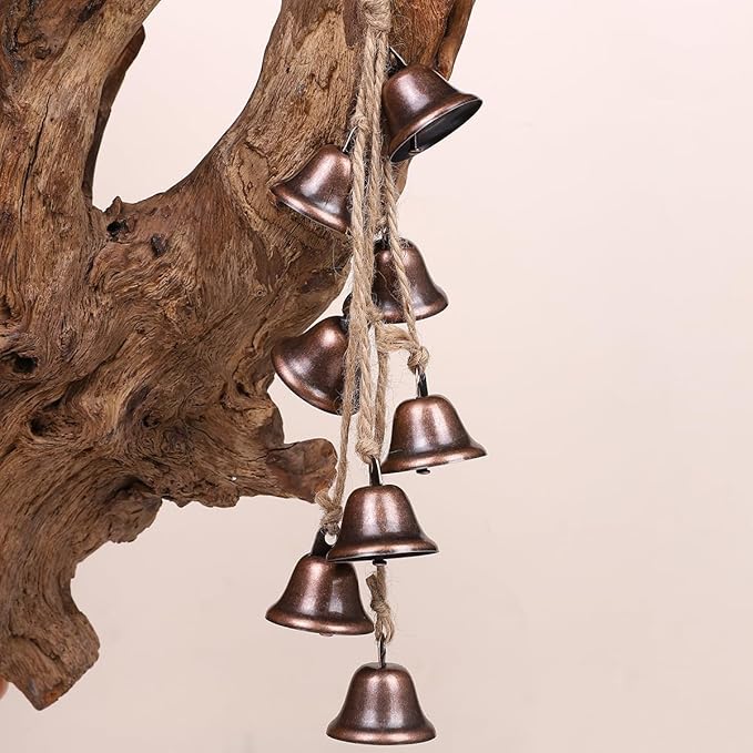 2 Pieces Witch Bells for Door Knob for Protection Hanger Wind Chimes with 8 Vintage Bells Witchcraft Decorative Hanging Bell for Boho Home Room Decor (Red)