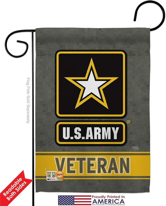 US Army Veteran Garden Flag - 2pcs Pack Armed Forces Rangers United State American Military Retire Official - House Decoration Banner Small Yard Gift Double-Sided Made in USA 13 X 18.5