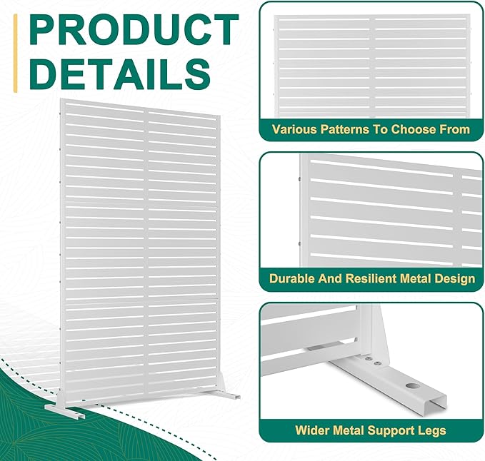 72" Hร47" W Metal Outdoor Privacy Screen Freestanding, Panels for Patio Lawn Deck, Freestanding Decorative Privacy Screen for Balcony Yard&Garden(Consists of 3 Panels)