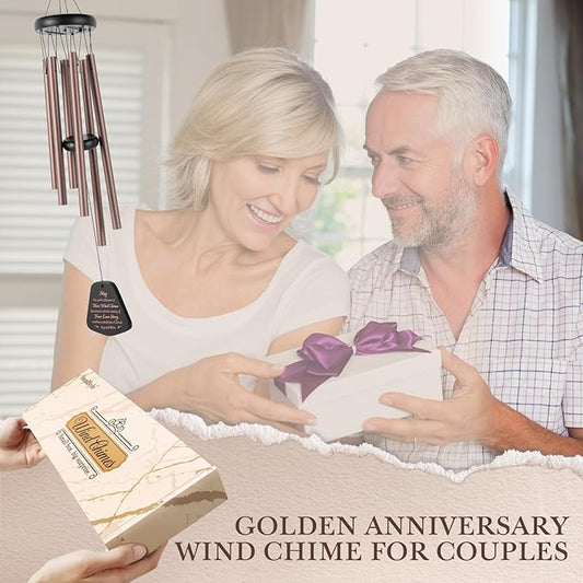 Aurahouse 50th Wedding Anniversary Couple Gifts, 50 Years As Mr Mrs Wind Chimes, Romantic 50th Anniversary Decorations Gifts for Couple Parents Wife Husband Grandparents