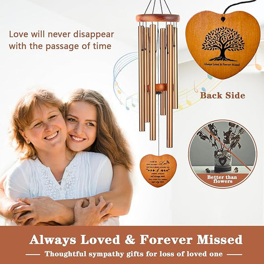 Sympathy Gifts for Loss of Loved One, Memorial Wind Chimes, Funeral Bereavement Gifts Baskets, Windchimes in Memory of a Loved One Mom Dad Husband Brother - Golden