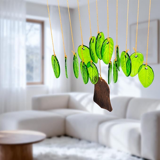 Glass Wind Chimes,Stained Glass Window Hangings Sun Catcher for Outdoor, Home&Garden Decor,House Warming Birthday Gifts for Women,Mom,Unisex