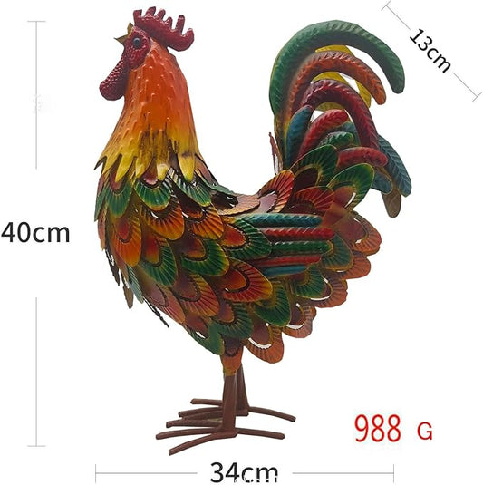 Metal Rooster Decor, Chicken Animal Yard Art Lawn Ornament Figurines Artwork for Outdoor, Patio,Backyard and Home Kitchen Decoration (Multicolor)