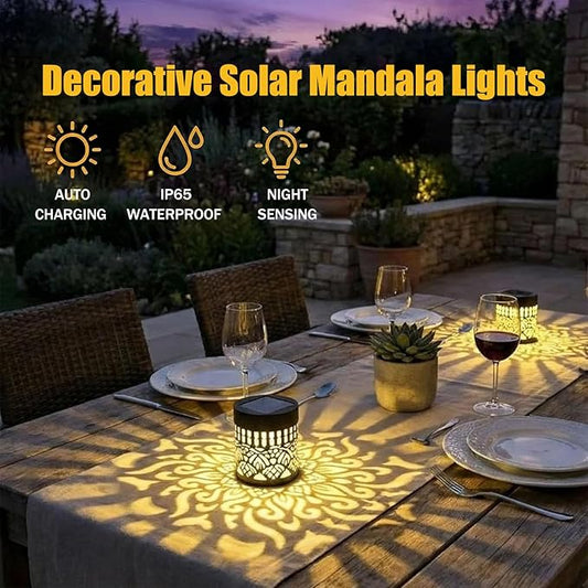 Decorative Solar Mandala Lights,2026 New Solar Mandala Lights Outdoor,Mandala Theme Waterproof Fence Light for Garden Post Patio Backyard Yard Decor(2Pack)