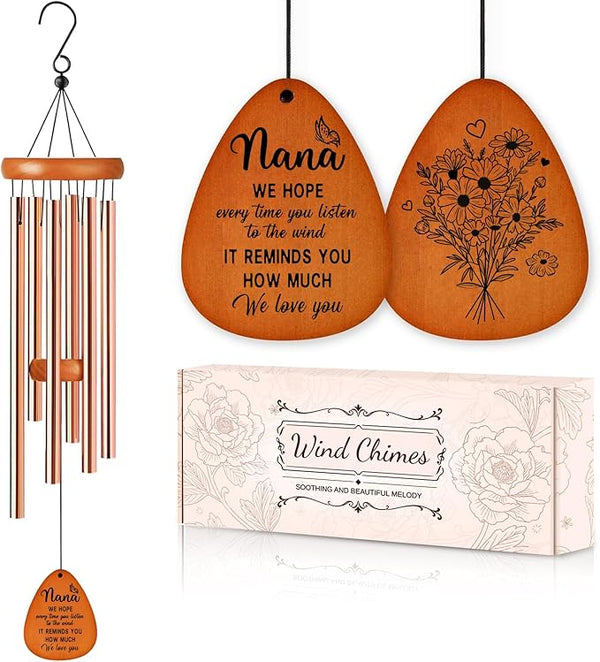 Gifts for Nana, Wind Chimes for Nana, Mother's Day Best Gift for Nana, Heartfelt Birthday Present from Grandkids, Unique Gifts Ideas for Mothers Day, Thanksgiving, Christmas, Festival (Rose Gold)