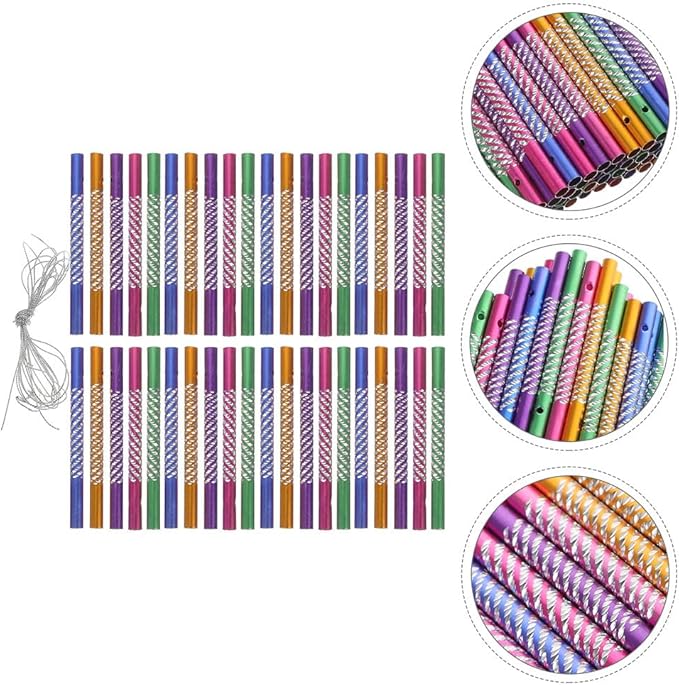 NUOBESTY 100pcs Wind Chime Tubes, Wind Chime Parts DIY Aluminum Hollow Tubes Replacement Windchime Kit Craft Supplies for Handicraft Enthusiasts for Patio, Garden, Outdoor, Home Hanging Decor