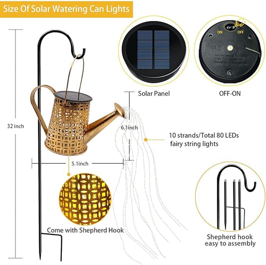 Solar Watering Can Lights, Unique Gifts for Mothers Day Women Mom Grandma Birthday, Waterproof Outdoor Garden Decor Large Hanging Solar Lanterns Garden Lights for Patio Porch Yard Flowerbed Pathway