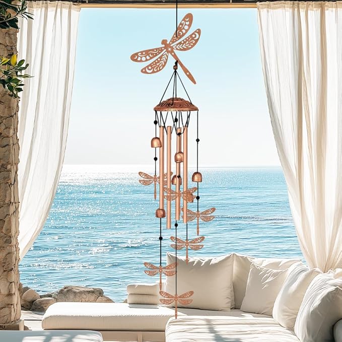 Large Aluminium Wind Chimes 33" Outdoor Deep Tone Memorial Wind Chimes with Dragonfly Wind Catcher, Sympathy for Loss of Loved Mom Father,Metal Wind Chime for Garden Patio Balcony Home Decor