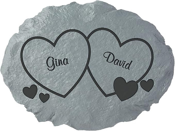 Let's Make Memories Personalized Garden Stone - Two Hearts - Couples Gift - Wedding, Anniversary for Him, for Her - Love & Romance - Garden Décor - Customize with Names