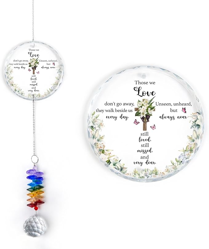 Glass Ornament Suncatcher - Sympathy Gift for Loss of Loved One - Grief Gifts - Heaven Keepsake - Mother's Day for Mom Dad Sisters Brothers - Hanging Home Garden Decor
