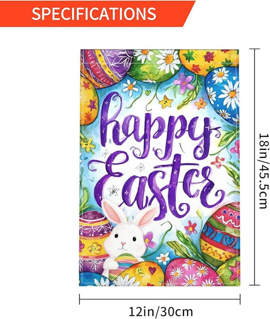 Easter Eggs Garden Flag Seasonal Double Sided 12 x 18 Inch Small Yard Flag for Indoor Outdoor Decor Holiday All Seasons