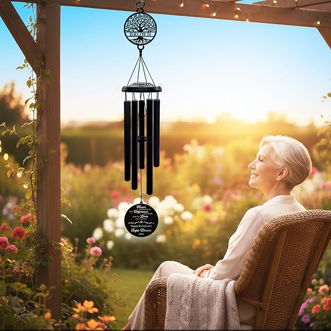 Personalized Retirement Wind Chimes Gift for Women and Men Happy Retirement Gifts for Coworker Boss Teacher Nurse Unique Outdoor Retirement Decorations (Retirement 1)