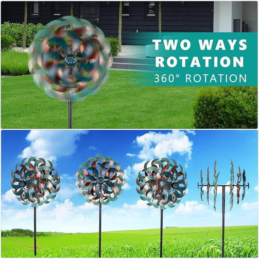 Stargarden Wind Spinners for Yard and Garden,Metal Wind Sculptures & Spinners, 6 Layers Windmill with Sturdy Stakes, Metal Yard Art Decoration