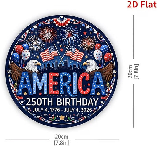 250th Anniversary America Window Hanging Suncatcher,Bald Eagle American Flag Designs Blue Sun Catcher Decor ,Patriotic Supplies Home Party Independence Day Accessories