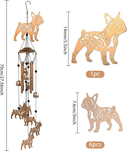 ORIGACH Dog Wind Chimes for Outside Bulldog Metal Wind Chime Birthday Gifts Memorial Gifts for Women Men Mom Grandma Wife Friends Wind Chimes for Outdoor, Indoor, Home and Garden Decorations