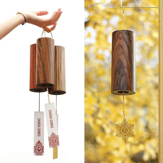 Chakra Chimes Natural Bamboo Wind Chimes Meditation Chord Windchime Wind Bell for Home Decoration Zen Mindfulness Sacral Chakra