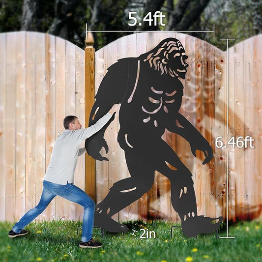 Bigfoot Outdoor Garden Decor, 6.6ft Bigfoot Outdoor Statues Metal Yard Art, Big Foot Sasquatch Birthdays Gifts for Men Women Dad Boys for Patio, Backyard Decorations