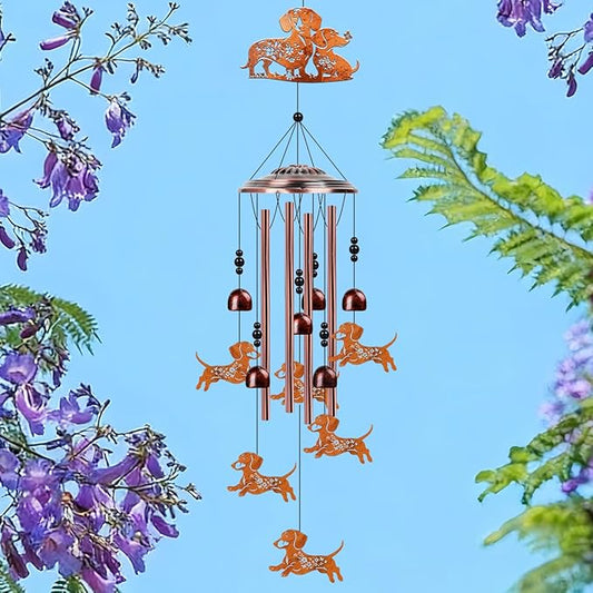 Dachshund Wind Chimes for Outside - Metal Windchimes Outdoors, Dachshund Gifts for Women/Men, Memorial/Birthday/Housewarming/Festival Gifts, Chimes for Garden Decor Patio Yard Outdoors