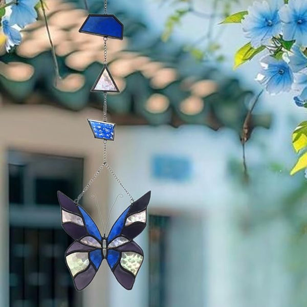 Stained Glass Window Hanging Suncatcher, Butterfly Gifts for Mom/Teacher/Women Anniversary, Birthday, Housewarming
