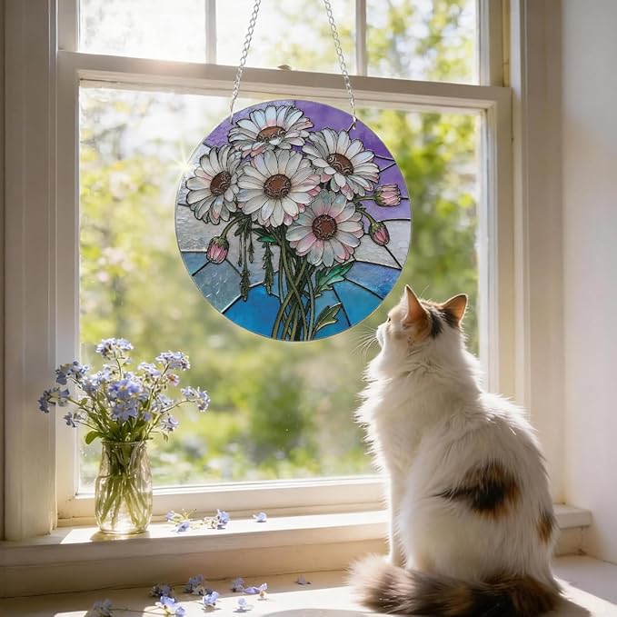 Flower Window Decor, Acrylic Window Hanging Suncatcher, Home Garden Decorations, Christmas Mother's Day Valentine's Day Ornaments, Housewarming Gifts, Festival Gifts for Mom Her