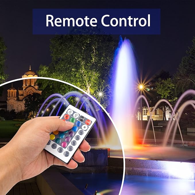 Colored Pond Lights with Timer, RGB Fountain Lights IP68 Waterproof Pond Light, Dimmable Outdoor Landscape Lights for Fish Tank Pond Fountain Garden, 8 Lights
